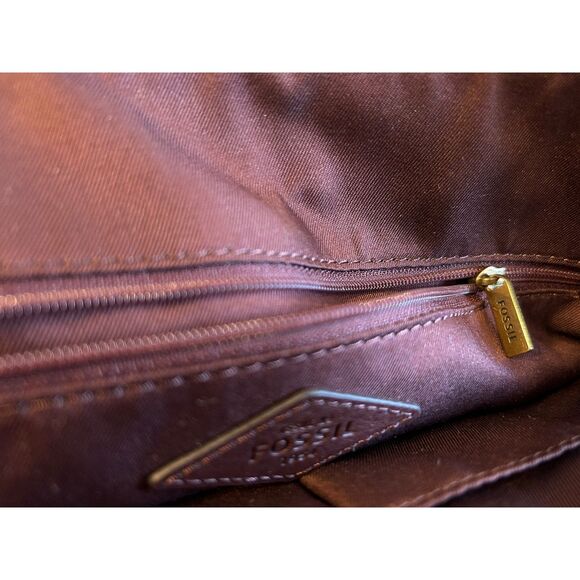 Fossil Kinley Leather Satchel NWOT Red Claret Crossbody - Picture 9 of 15